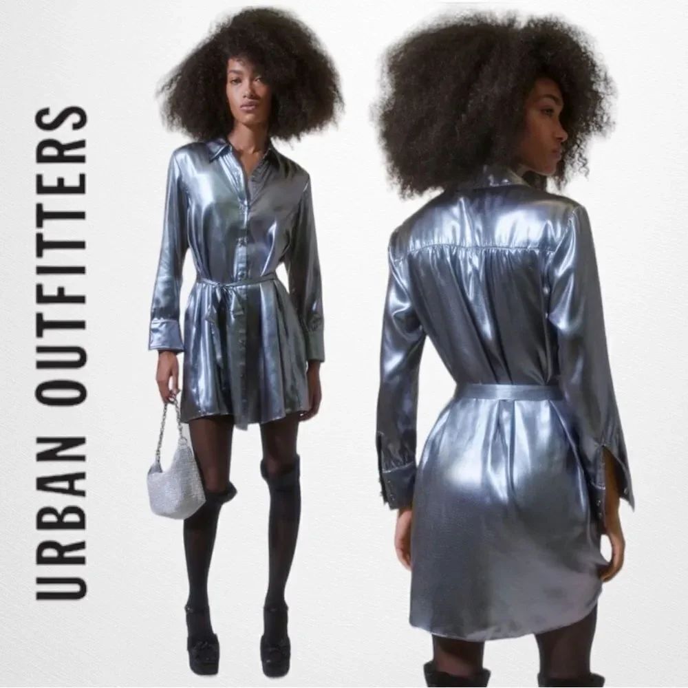 UO Urban Outfitters Midnight Strikes Metallic Mini Dress NEW S